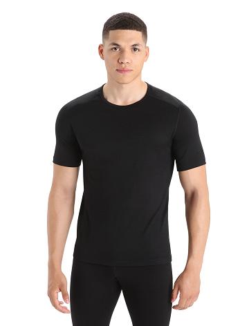 Icebreaker Merino 200 Oasis Lyhyt Sleeve Crewe Thermal Top Miesten Base Layers Mustat | FI 1390RVDW